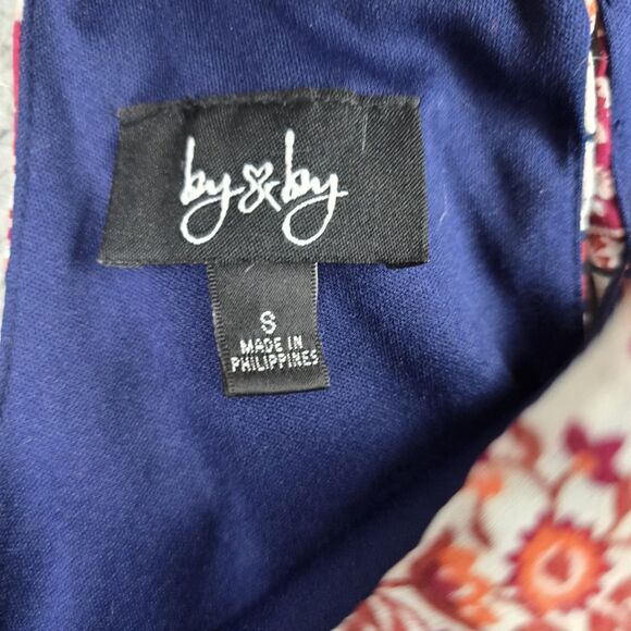 By & By Sun Dress Womens S Orange Blue Patchwork Colorful Lined Shoulder Straps - Picture 3 of 15